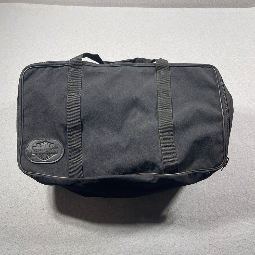 Harley Davidson Black Canvas Duffel Bag‎ Travel Luggage Logo Patch 22 Inch